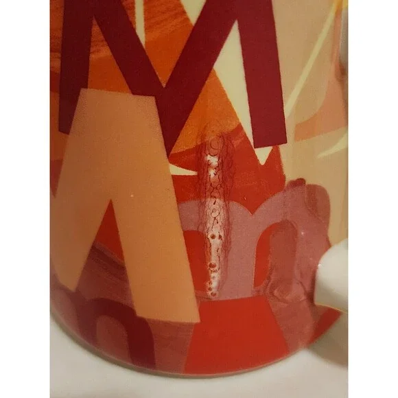 Anthropologie Lottie 18.5 oz Monogram Mug "M" Orange Yellow Stoneware 3.75x3.75" - Picture 8 of 9